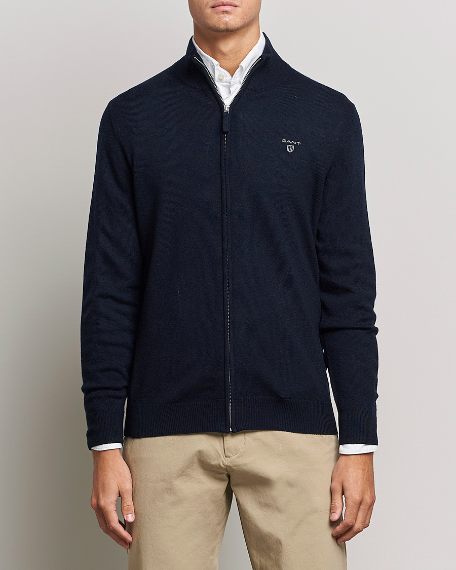 Homme | Pulls Et Tricots | GANT | Lambswool Full Zip Marine