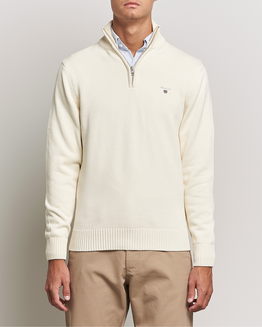 Homme | Pulls Et Tricots | GANT | Cotton Half Zip Cream
