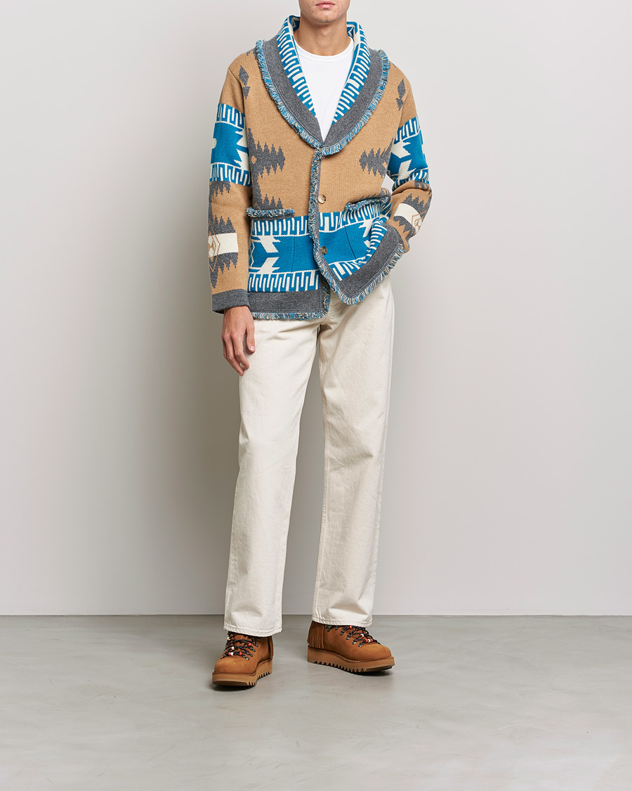 Homme | Pulls Et Tricots | Alanui | Icon Cashmere Jacquard Cardigan Camel/Blue