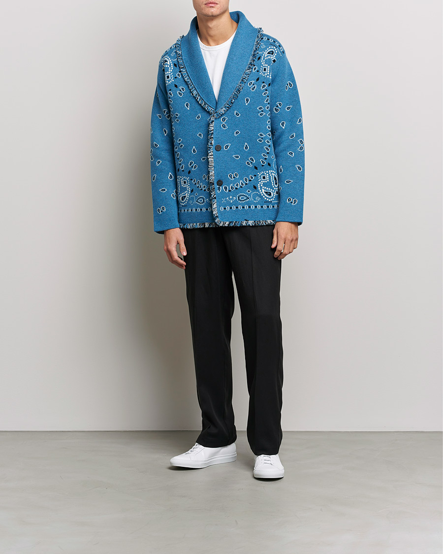 Homme | Pulls Et Tricots | Alanui | Icon Cashmere Jacquard Cardigan Cobalt Blue