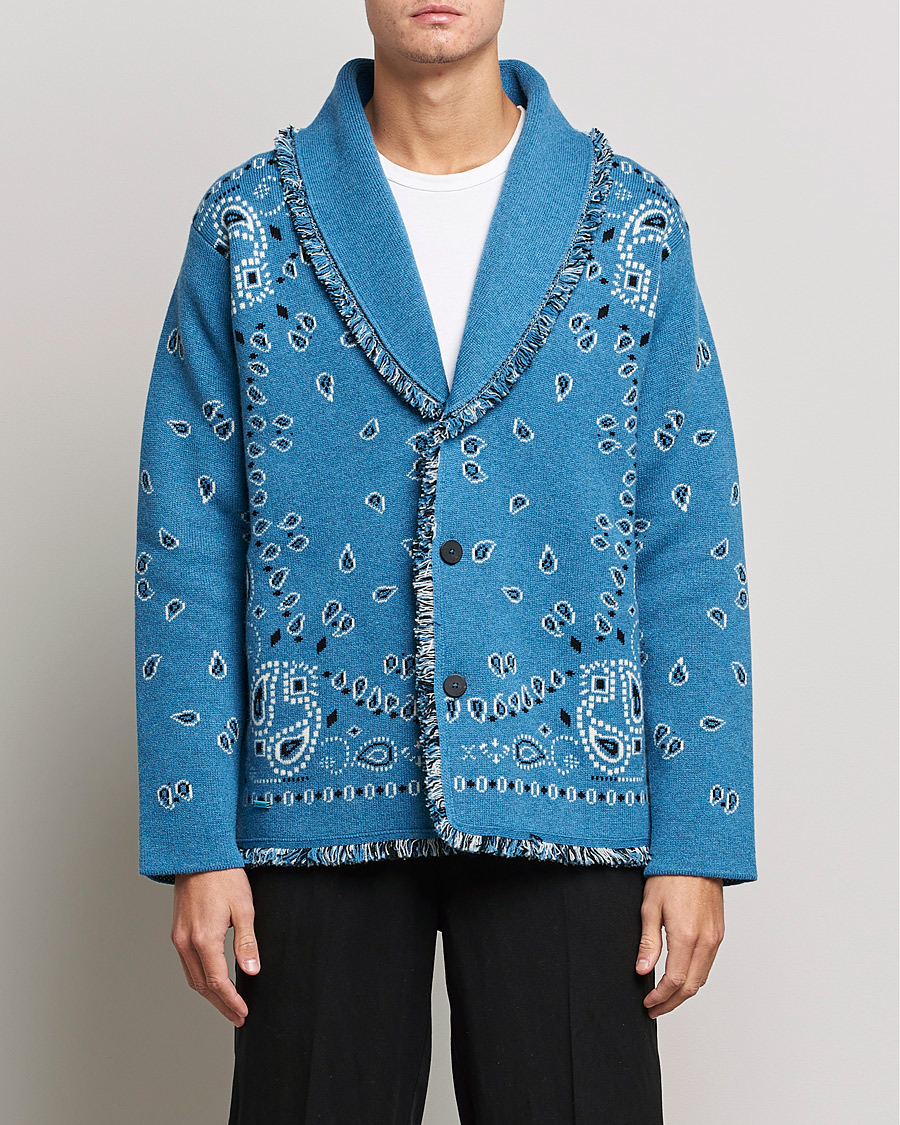 Homme | Pulls Et Tricots | Alanui | Icon Cashmere Jacquard Cardigan Cobalt Blue
