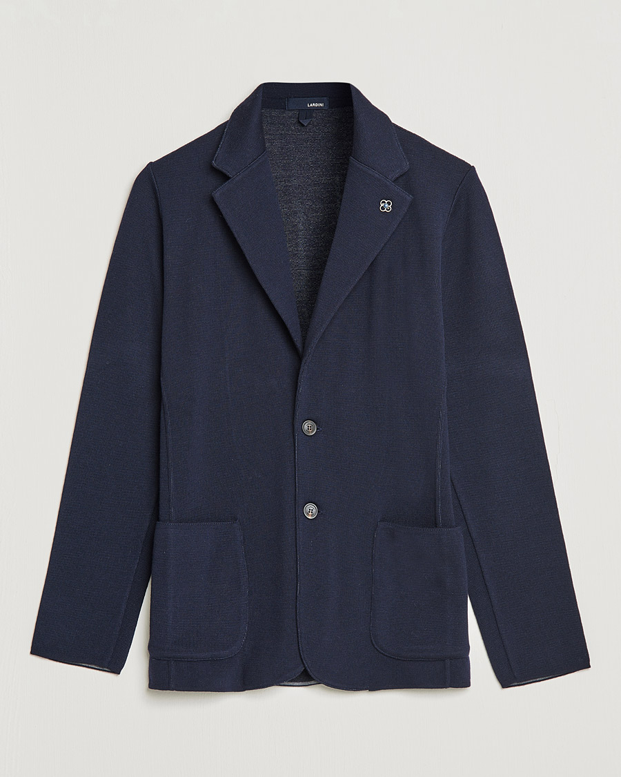 Homme | Blazers | Lardini | Knitted Wool Blazer Navy
