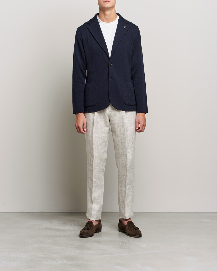 Homme | Blazers | Lardini | Knitted Wool Blazer Navy