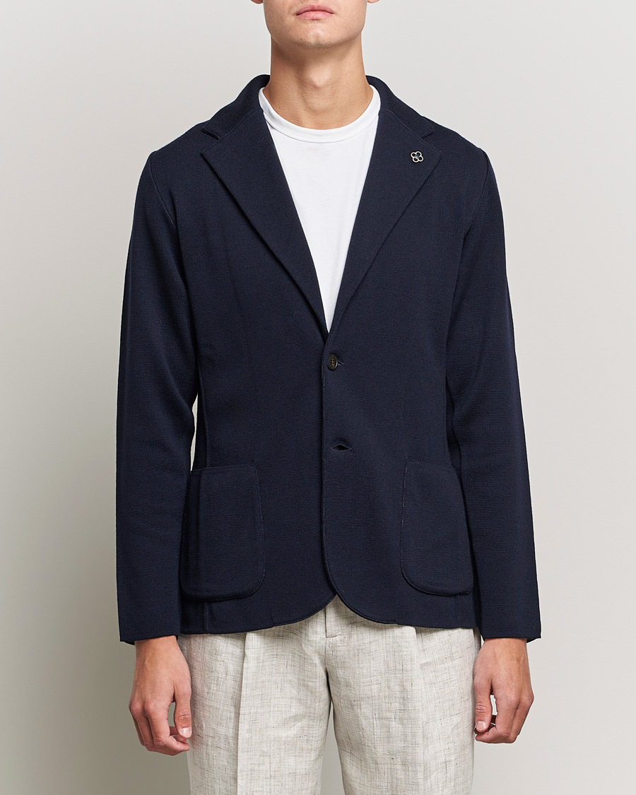 Homme | Blazers | Lardini | Knitted Wool Blazer Navy