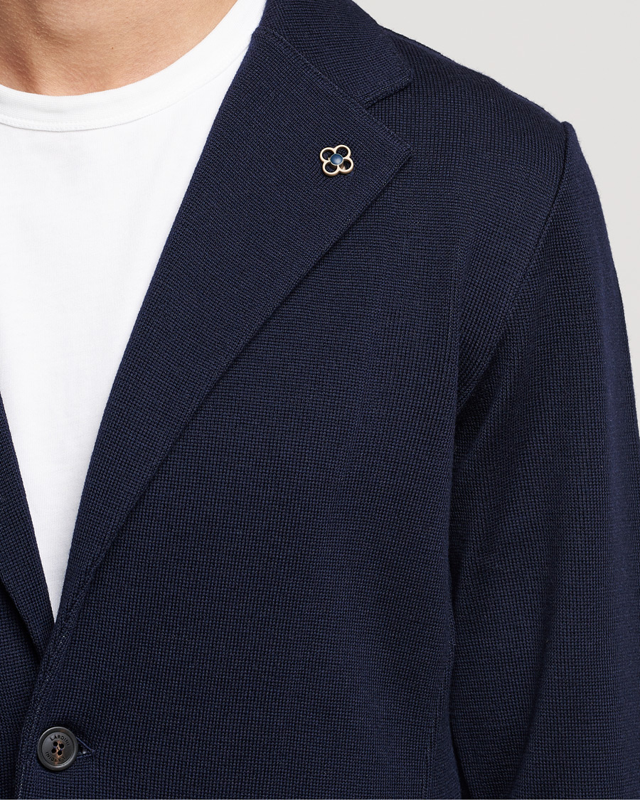 Homme | Blazers | Lardini | Knitted Wool Blazer Navy