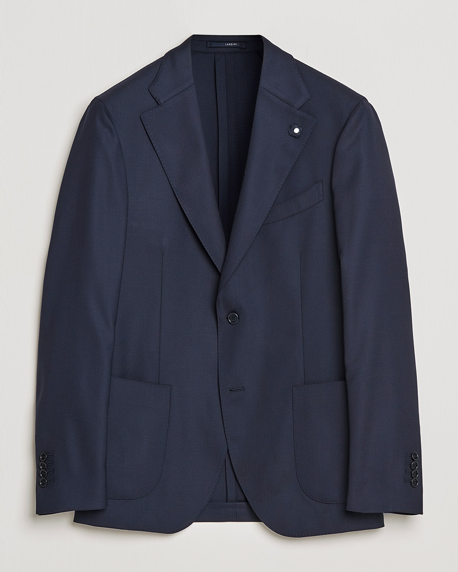 Homme | Blazers | Lardini | Patch Pocket Wool Blazer Navy