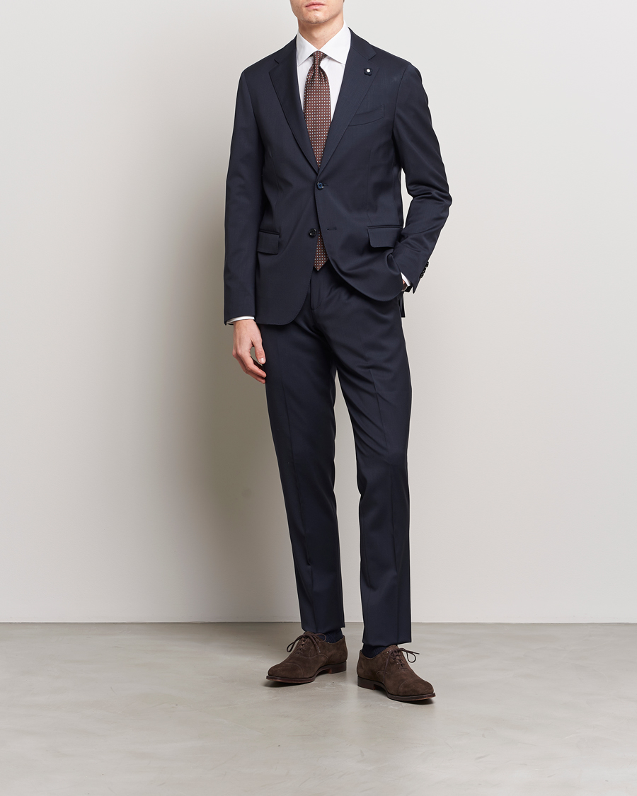 Homme | Blazers | Lardini | Two Button Wool Blazer Navy