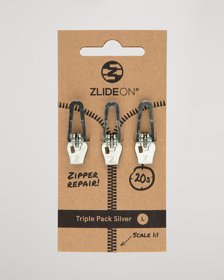 Homme | Entretien Des Vêtements | ZlideOn | 3-Pack Zippers Silver L