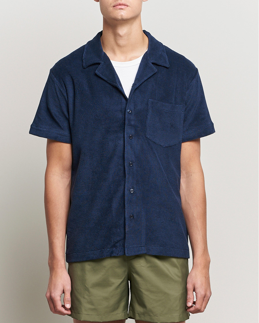 Homme | Chemises | The Resort Co | Short Sleeve Terry Resort Shirt Navy
