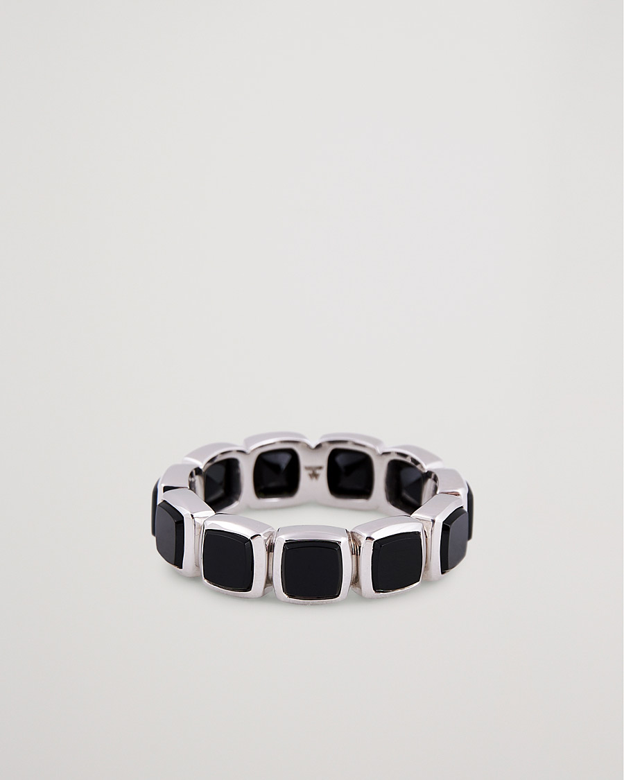 Homme | Tom Wood Cushion Band Black Onyx Ring Silver | Tom Wood | Cushion Band Black Onyx Ring Silver