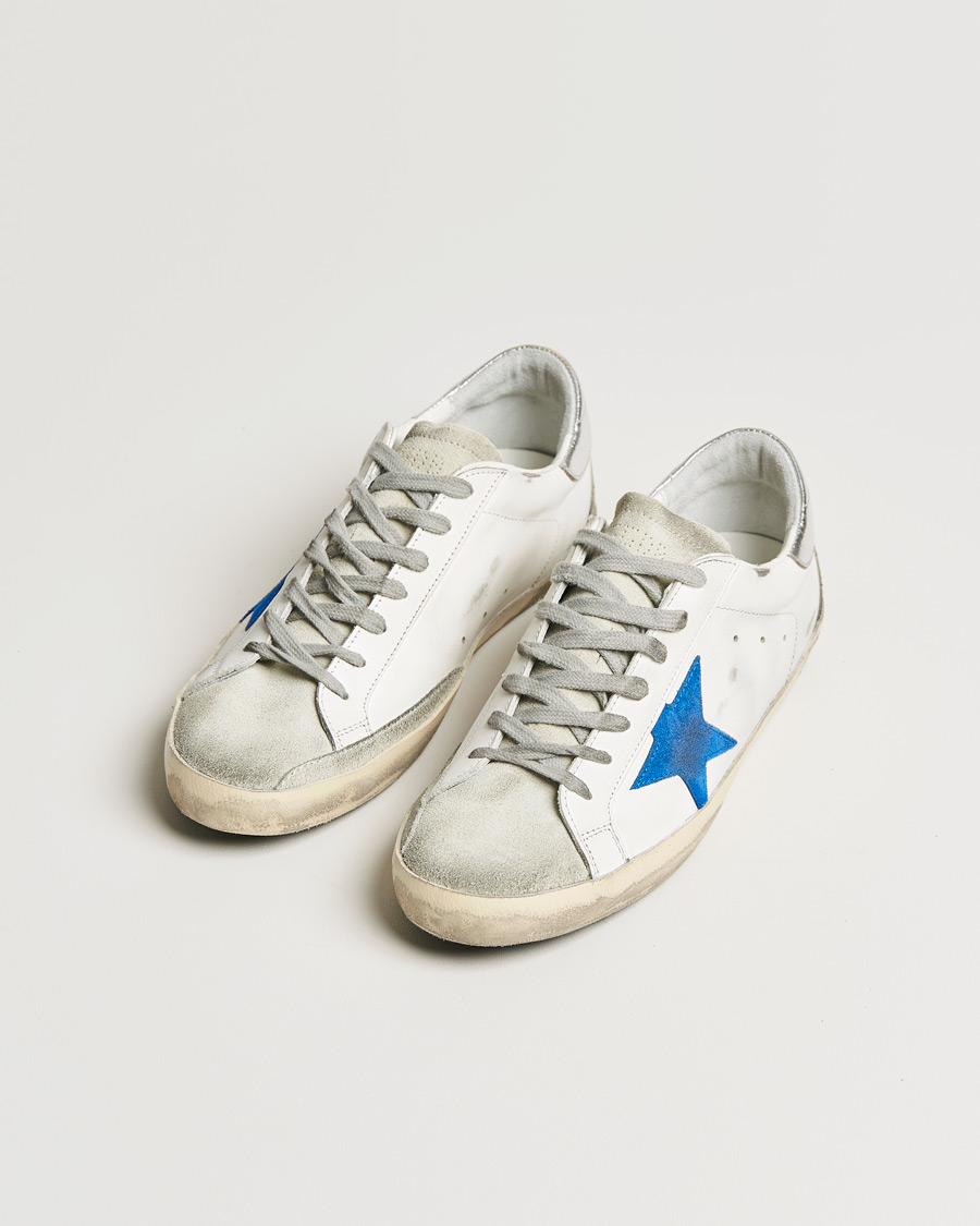 Homme | Golden Goose Deluxe Brand Super-Star Sneakers White/Electric Blue | Golden Goose | Deluxe Brand Super-Star Sneakers White/Electric Blue