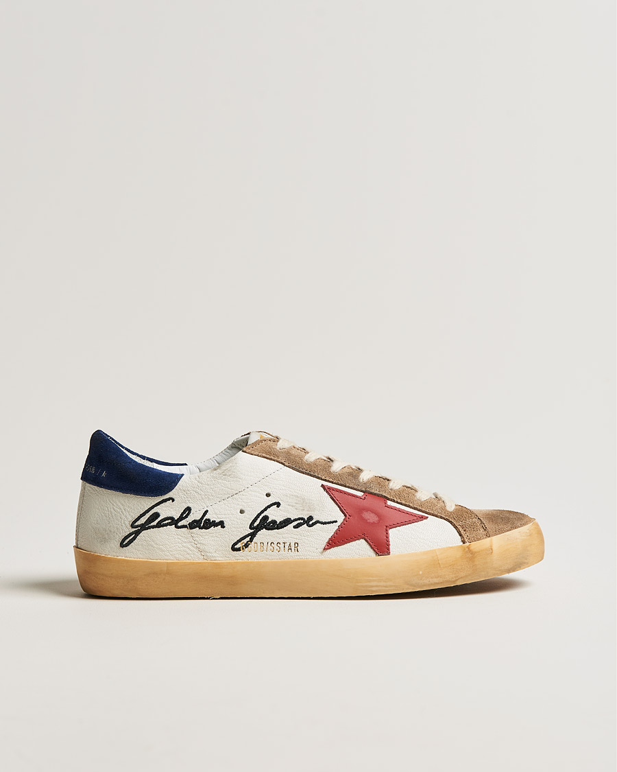 Homme | Golden Goose Deluxe Brand Super-Star Sneakers White/Red | Golden Goose | Deluxe Brand Super-Star Sneakers White/Red