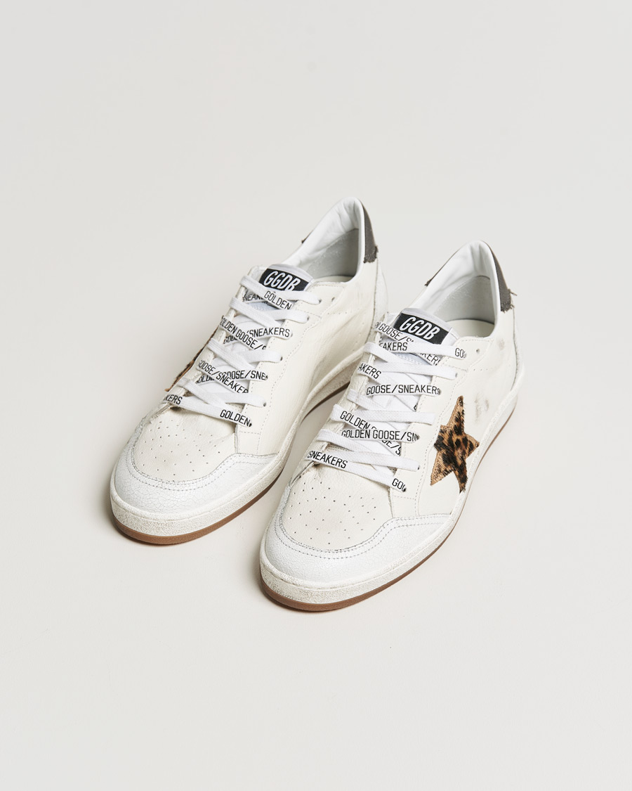 Homme | Golden Goose Deluxe Brand Ball Star Sneakers White/Leopard | Golden Goose | Deluxe Brand Ball Star Sneakers White/Leopard