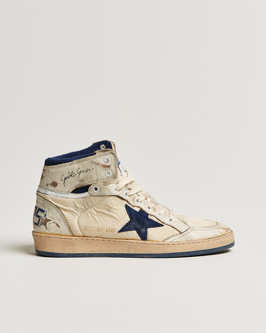 Homme | Golden Goose Deluxe Brand Sky Star Vintage Basket Sneaker White/Dark Blue | Golden Goose | Deluxe Brand Sky Star Vintage Basket Sneaker White/Dark Blue