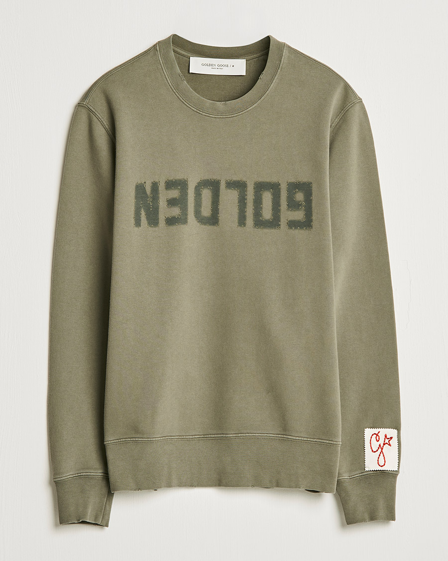 Homme | Pulls Et Tricots | Golden Goose | Deluxe Brand Distressed Cotton Sweatshirt Dusty Olive