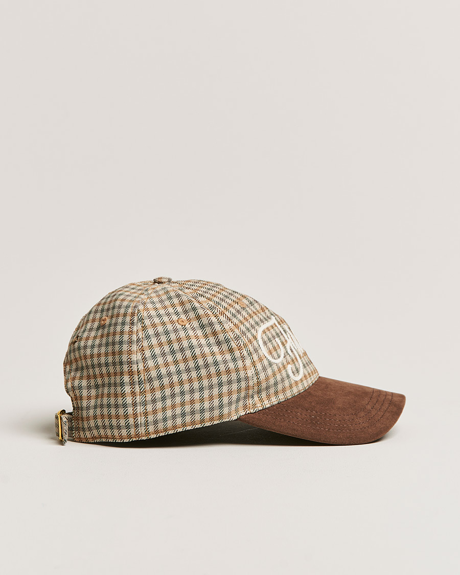 Homme | Golden Goose Deluxe Brand Alcantara Baseball Cap Brown Check | Golden Goose | Deluxe Brand Alcantara Baseball Cap Brown Check
