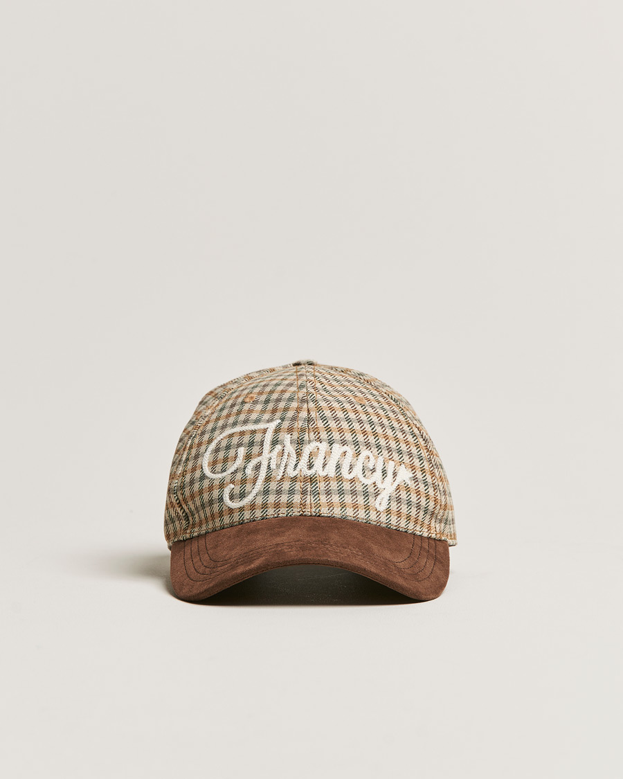 Homme | Golden Goose Deluxe Brand Alcantara Baseball Cap Brown Check | Golden Goose | Deluxe Brand Alcantara Baseball Cap Brown Check