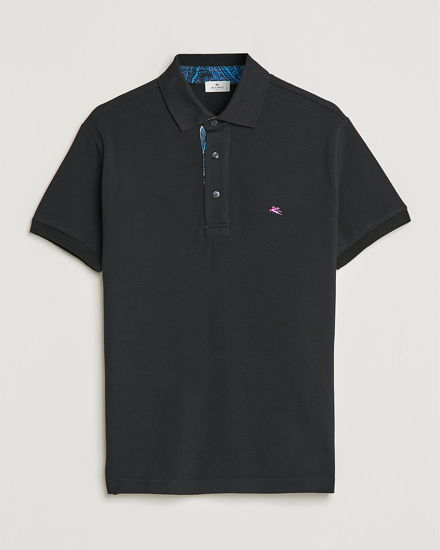 Homme | Polos | Etro | Short Sleeve Contrast Paisley Polo Black