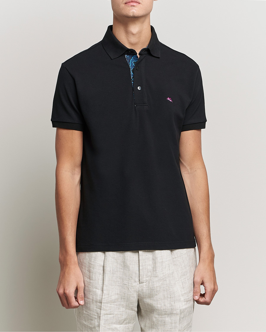 Homme | Polos | Etro | Short Sleeve Contrast Paisley Polo Black
