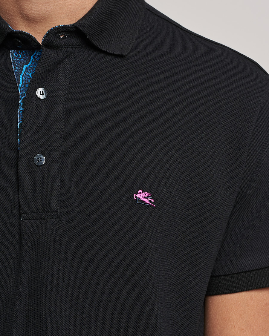 Homme | Polos | Etro | Short Sleeve Contrast Paisley Polo Black
