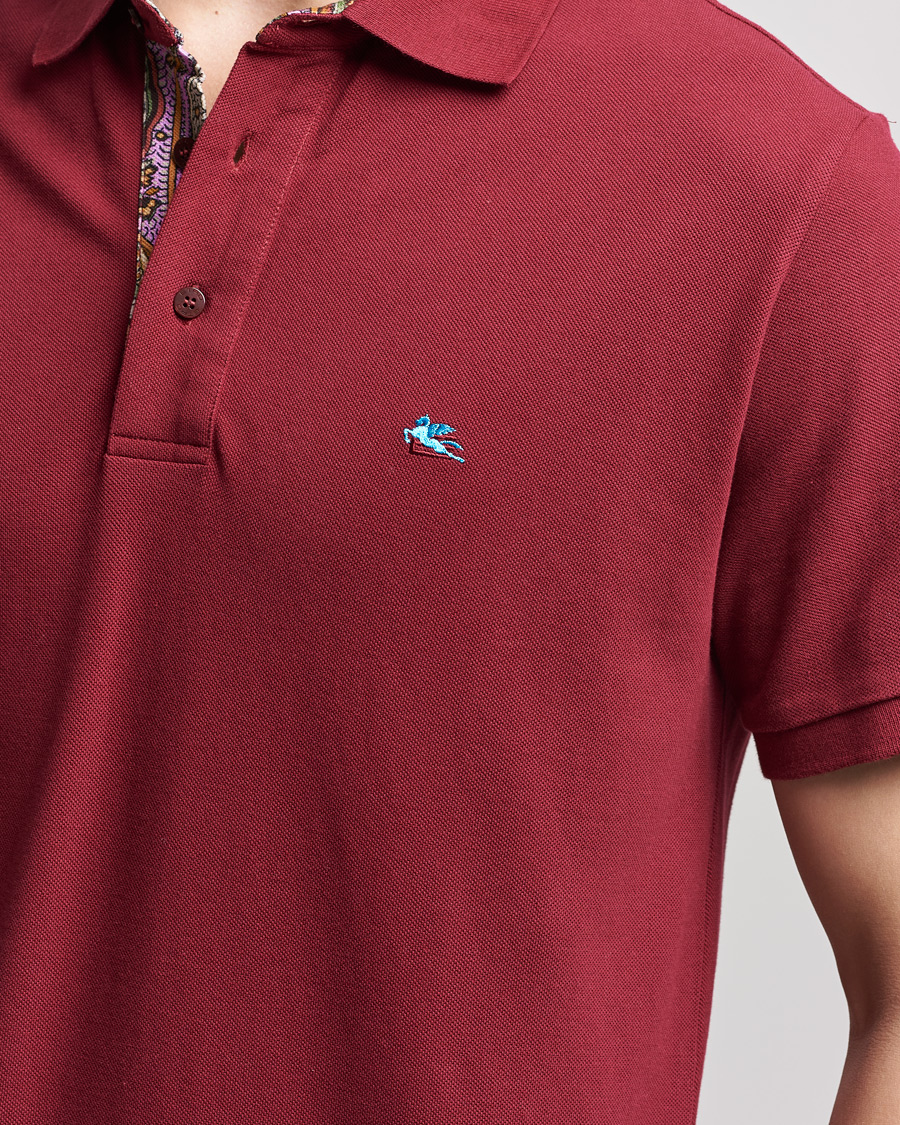 Homme | Polos | Etro | Short Sleeve Contrast Paisley Polo Burgundy