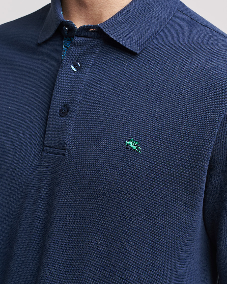 Homme | Pulls Et Tricots | Etro | Long Sleeve Contrast Paisley Polo Navy