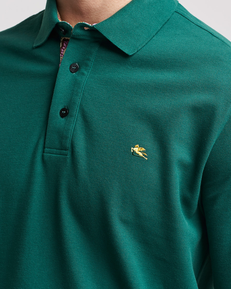 Homme | Pulls Et Tricots | Etro | Long Sleeve Contrast Paisley Polo Emerald
