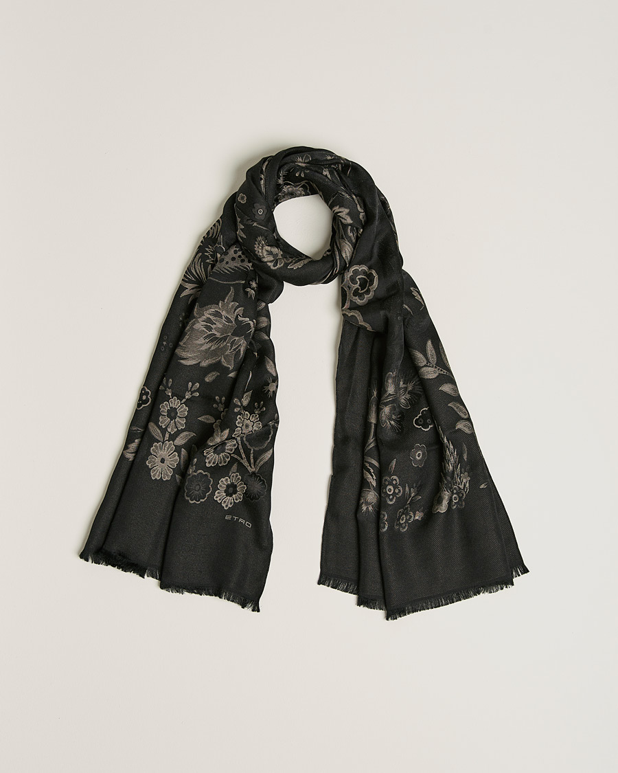 Homme | Etro Floral Jacquard Scarf Black | Etro | Floral Jacquard Scarf Black