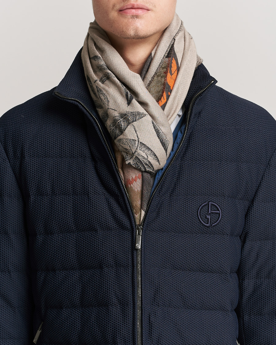 Homme | Etro Houndstooth Jacquard Scarf Black/Orange | Etro | Houndstooth Jacquard Scarf Black/Orange