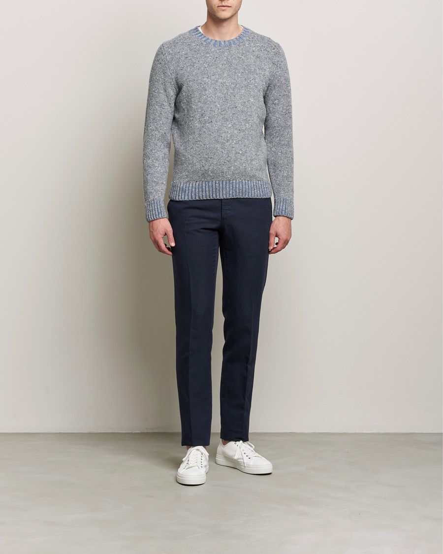 Homme | Pulls Et Tricots | Inis Meáin | Wool/Cashmere Crew Neck Grey/Blue