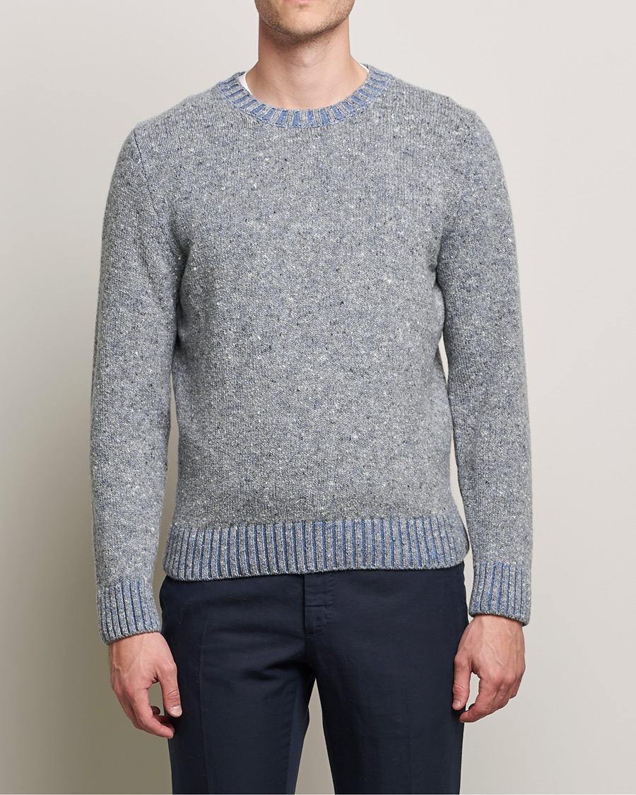 Homme | Pulls Et Tricots | Inis Meáin | Wool/Cashmere Crew Neck Grey/Blue