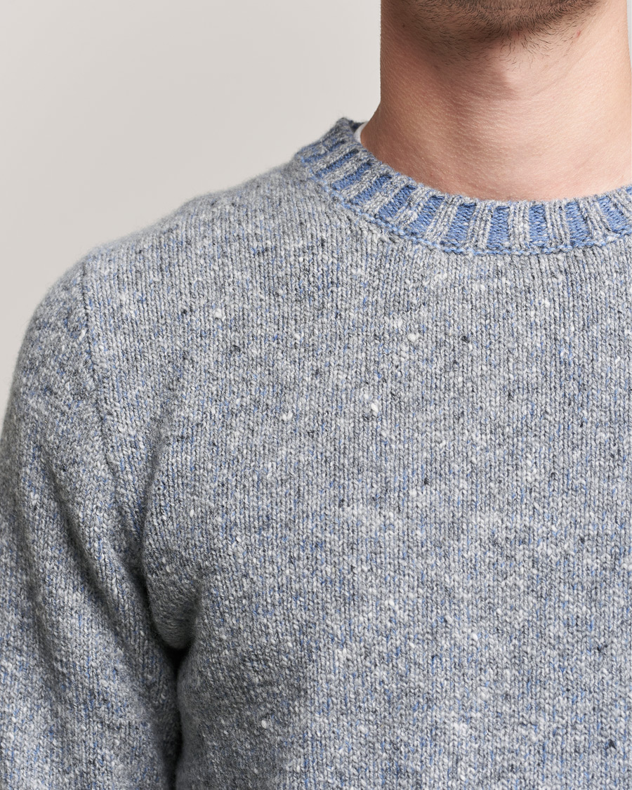 Homme | Pulls Et Tricots | Inis Meáin | Wool/Cashmere Crew Neck Grey/Blue