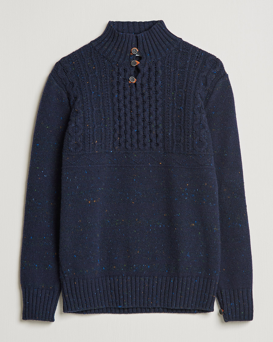 Homme | Pulls Et Tricots | Inis Meáin | Wool/Cashmere Máirtín Beag Galánta Button Neck Navy
