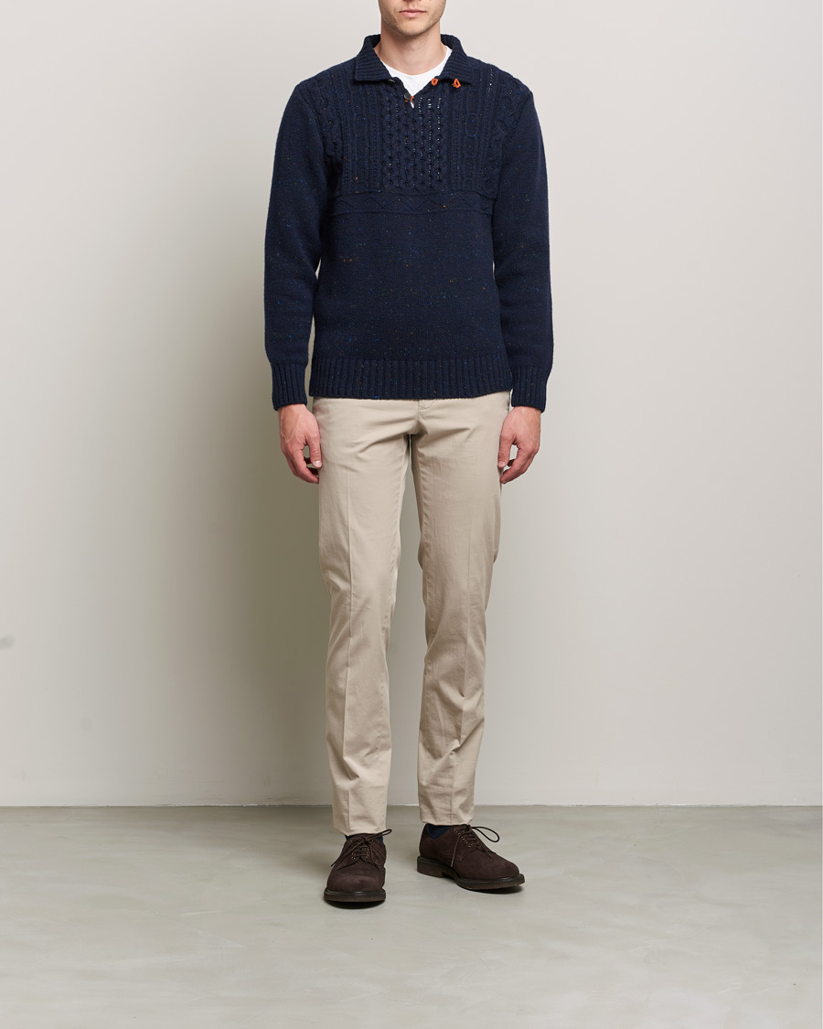Homme | Pulls Et Tricots | Inis Meáin | Wool/Cashmere Máirtín Beag Galánta Button Neck Navy