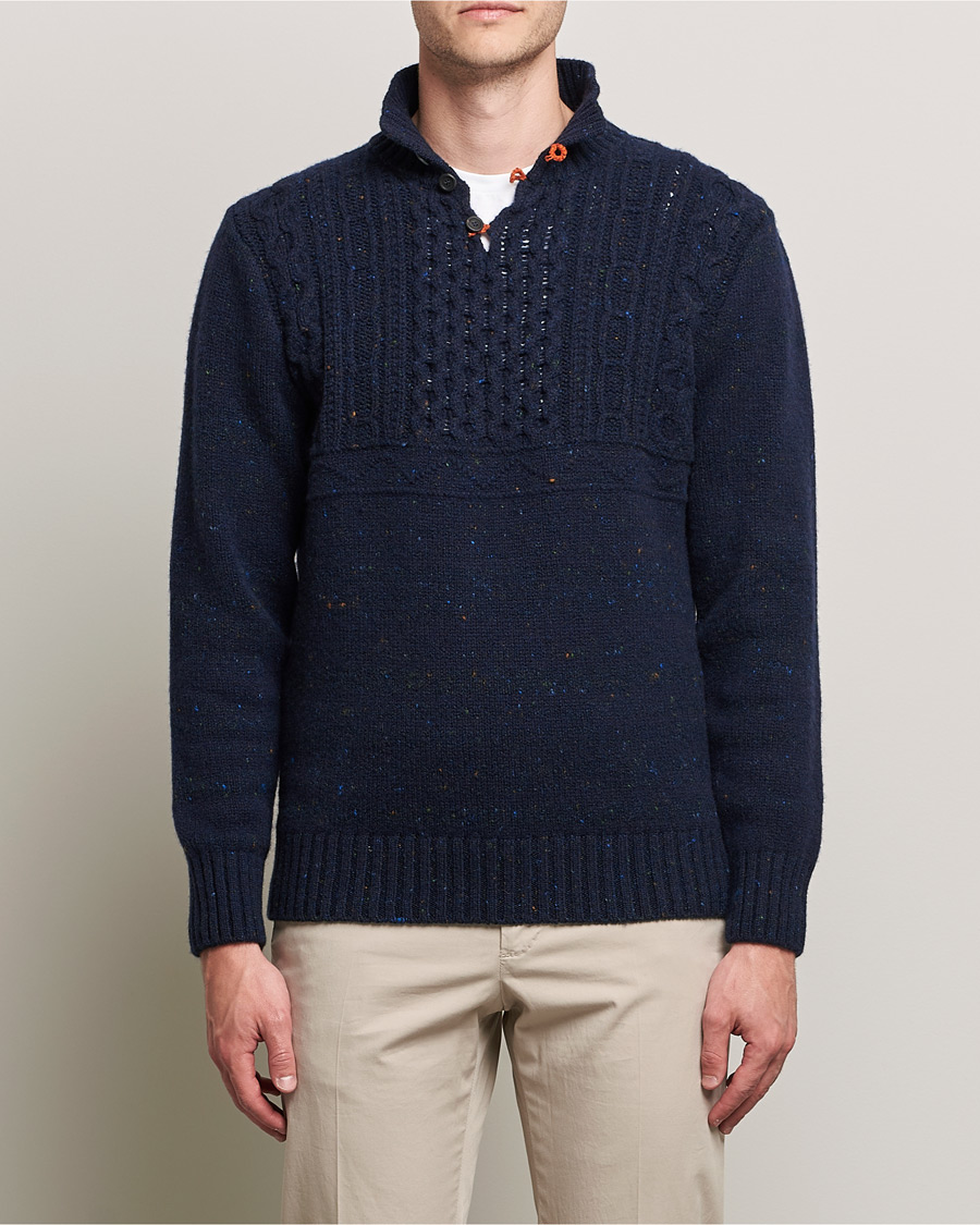 Homme | Pulls Et Tricots | Inis Meáin | Wool/Cashmere Máirtín Beag Galánta Button Neck Navy