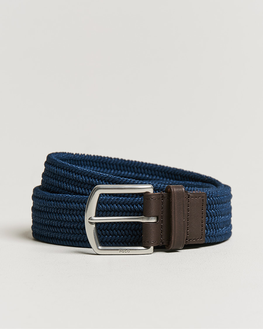 Homme | Polo Ralph Lauren Braided Cotton Elastic Belt Navy | Polo Ralph Lauren | Braided Cotton Elastic Belt Navy