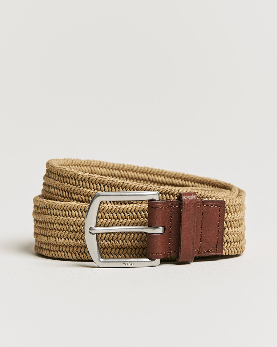 Homme | Polo Ralph Lauren Braided Cotton Elastic Belt Timber Brown | Polo Ralph Lauren | Braided Cotton Elastic Belt Timber Brown