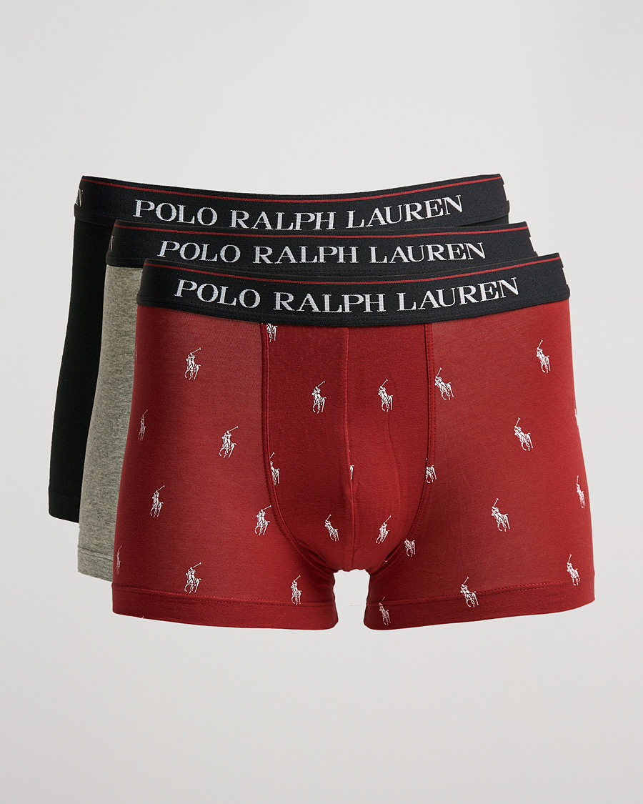 Homme | Sous-Vêtements Et Chaussettes | Polo Ralph Lauren | 3-Pack Trunk Grey/Red Pony/Black