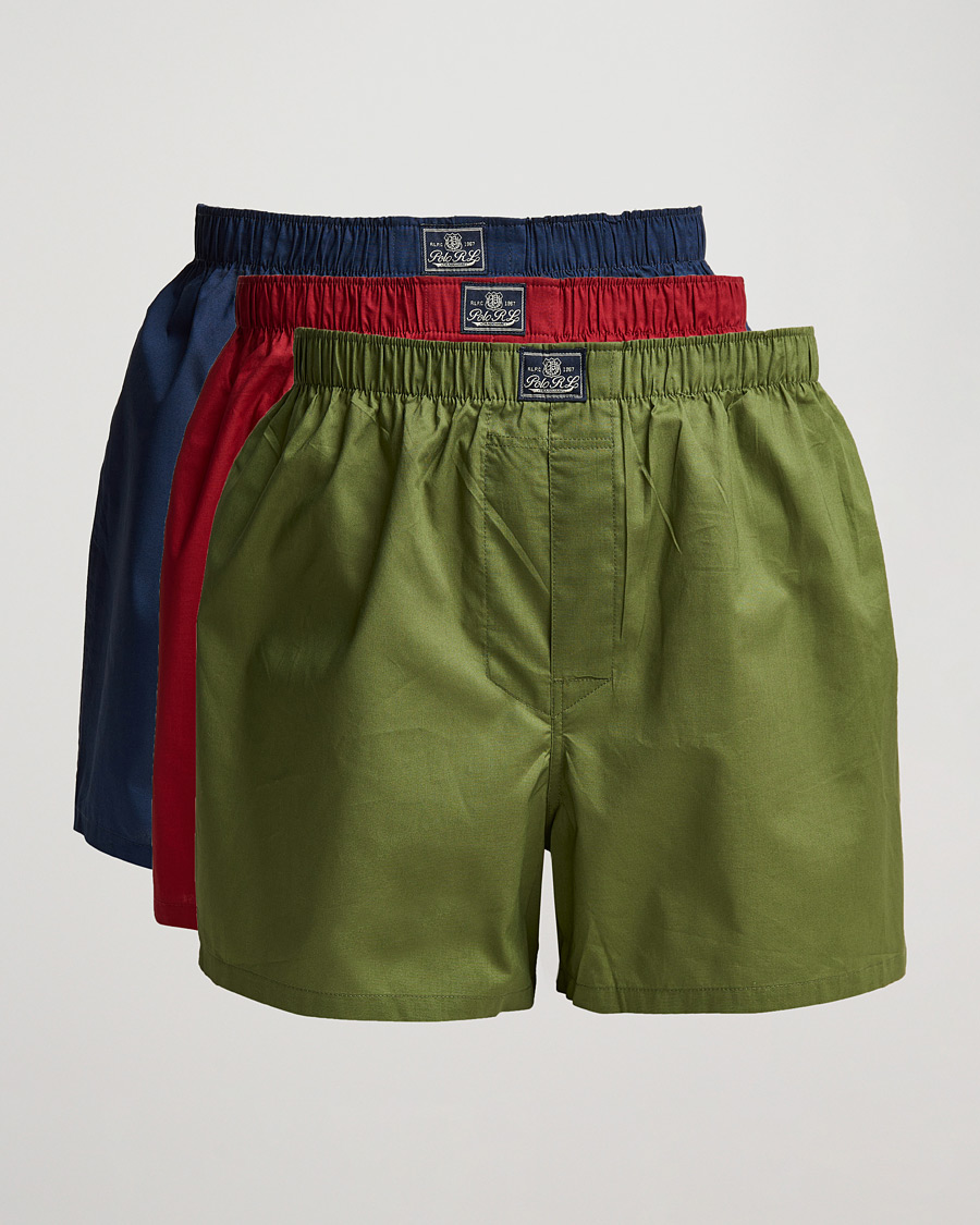 Homme | Sous-Vêtements Et Chaussettes | Polo Ralph Lauren | 3-Pack Woven Boxer Red/Navy/Army Olive