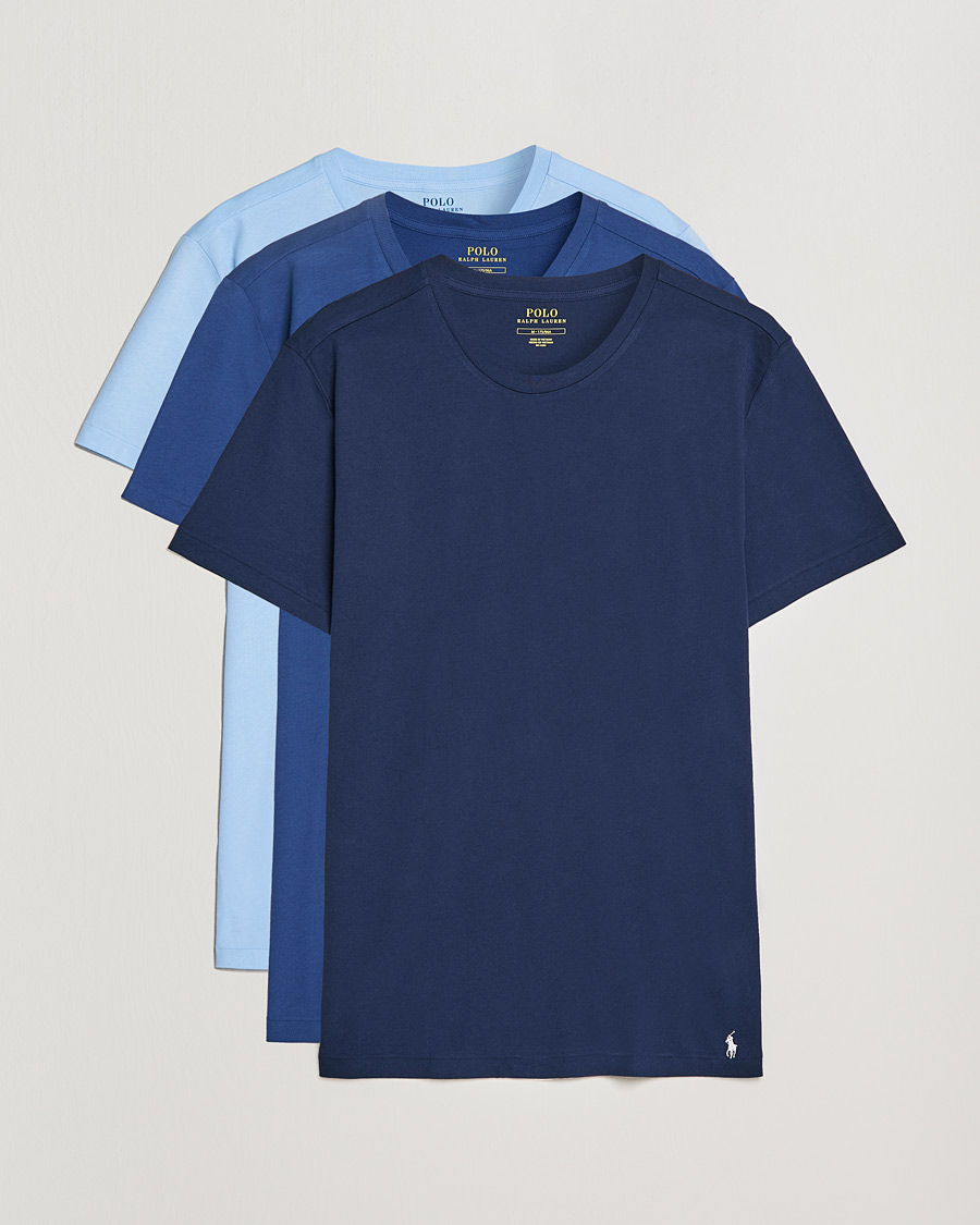 Homme | T-shirts | Polo Ralph Lauren | 3-Pack Crew Neck T-Shirt Navy/Light Navy/Elite Blue