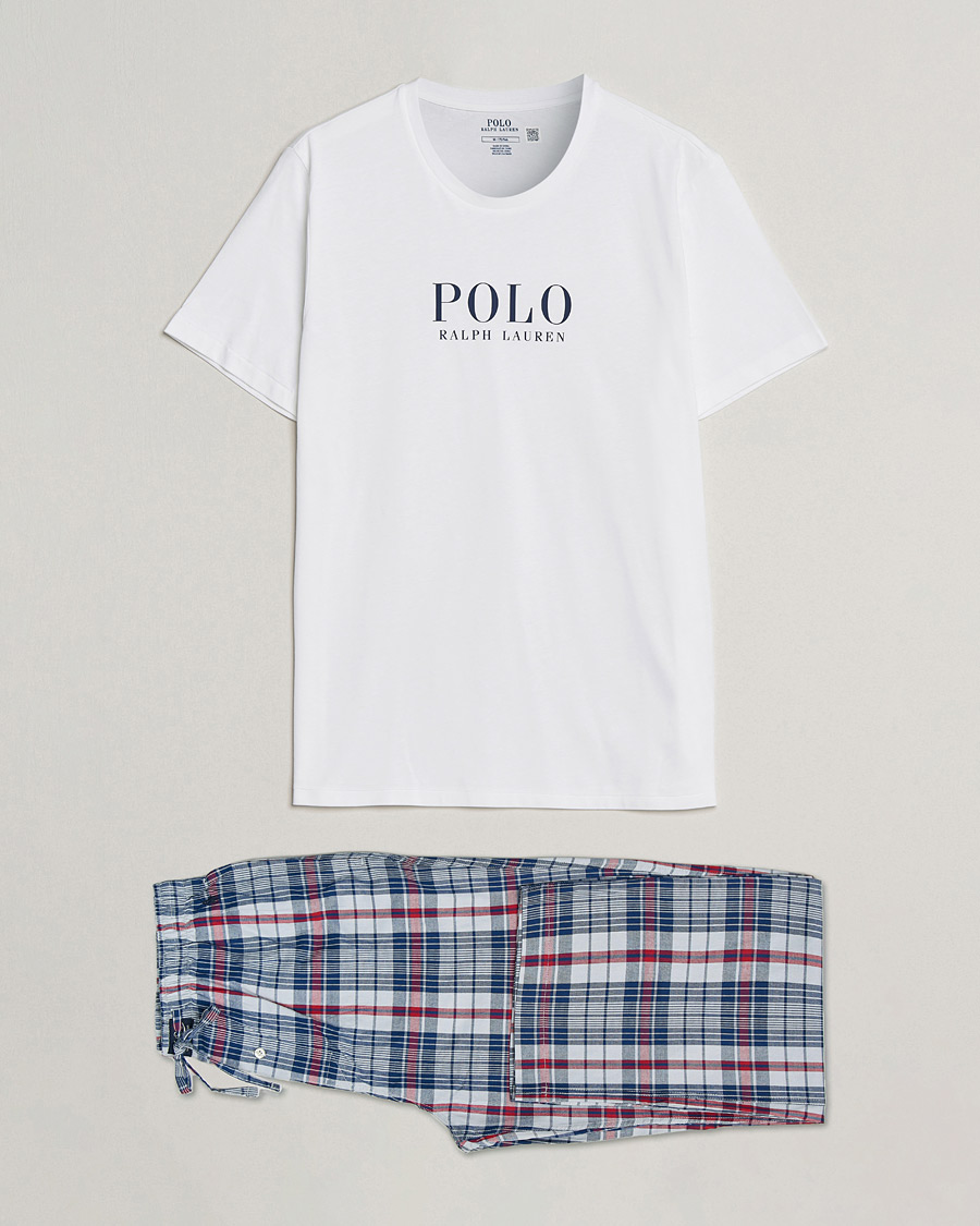Homme | Peignoirs Et Pyjamas | Polo Ralph Lauren | Cotton Checked Pyjama Set White/Red