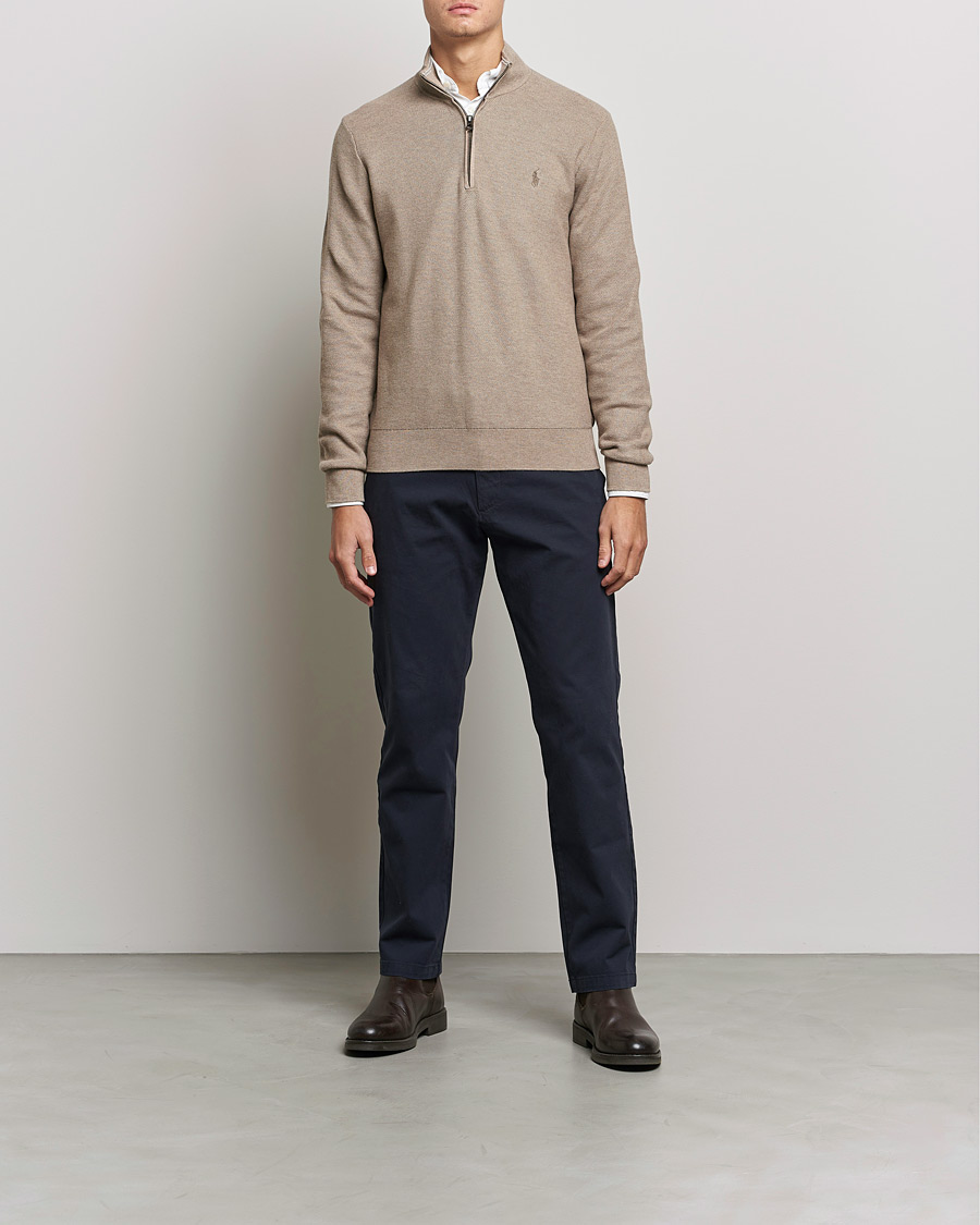 Homme | Pulls Et Tricots | Polo Ralph Lauren | Textured Half-Zip Honey Brown Heather