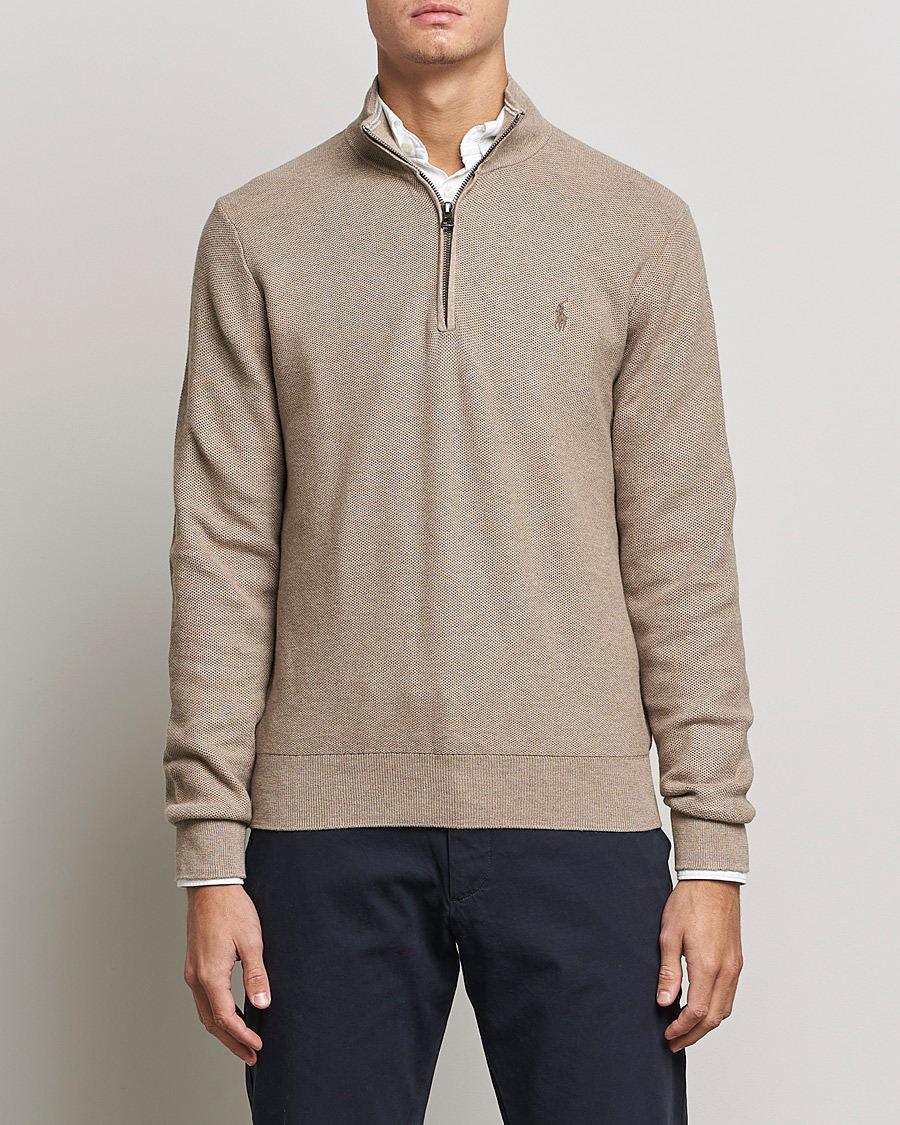 Homme | Pulls Et Tricots | Polo Ralph Lauren | Textured Half-Zip Honey Brown Heather