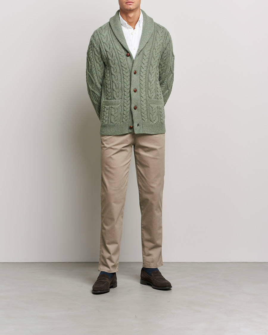 Homme | Pulls Et Tricots | Polo Ralph Lauren | Wool/Cashmere Structured Cardigan Sage Blue Heather