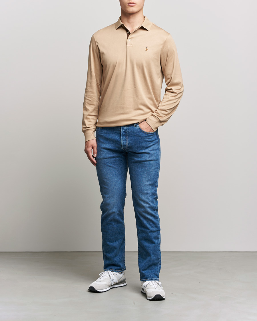 Homme | Pulls Et Tricots | Polo Ralph Lauren | Luxury Pima Cotton Long Sleeve Polo Vintage Khaki