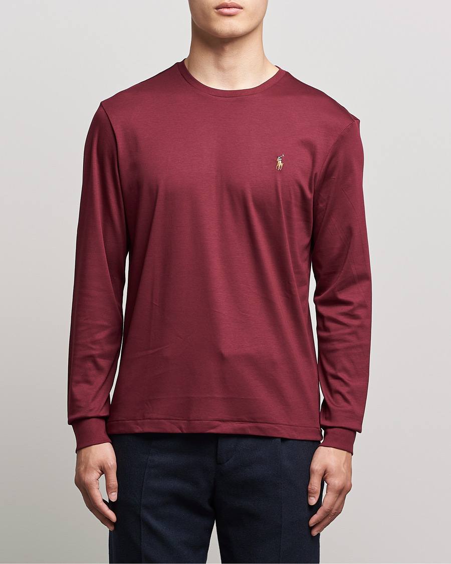 Homme | T-shirts | Polo Ralph Lauren | Luxury Pima Cotton Long Sleeve Tee Classic Wine
