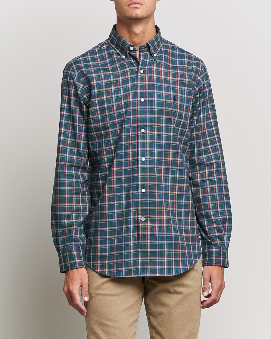 Homme | Chemises | Polo Ralph Lauren | Custom Fit Twill Checked Shirt Green/Cream