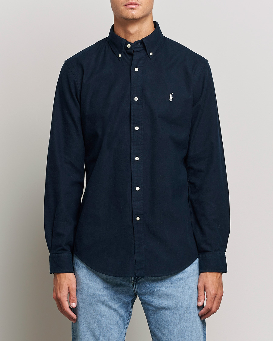 Homme | Chemises | Polo Ralph Lauren | Custom Fit Brushed Flannel Shirt Hunter Navy