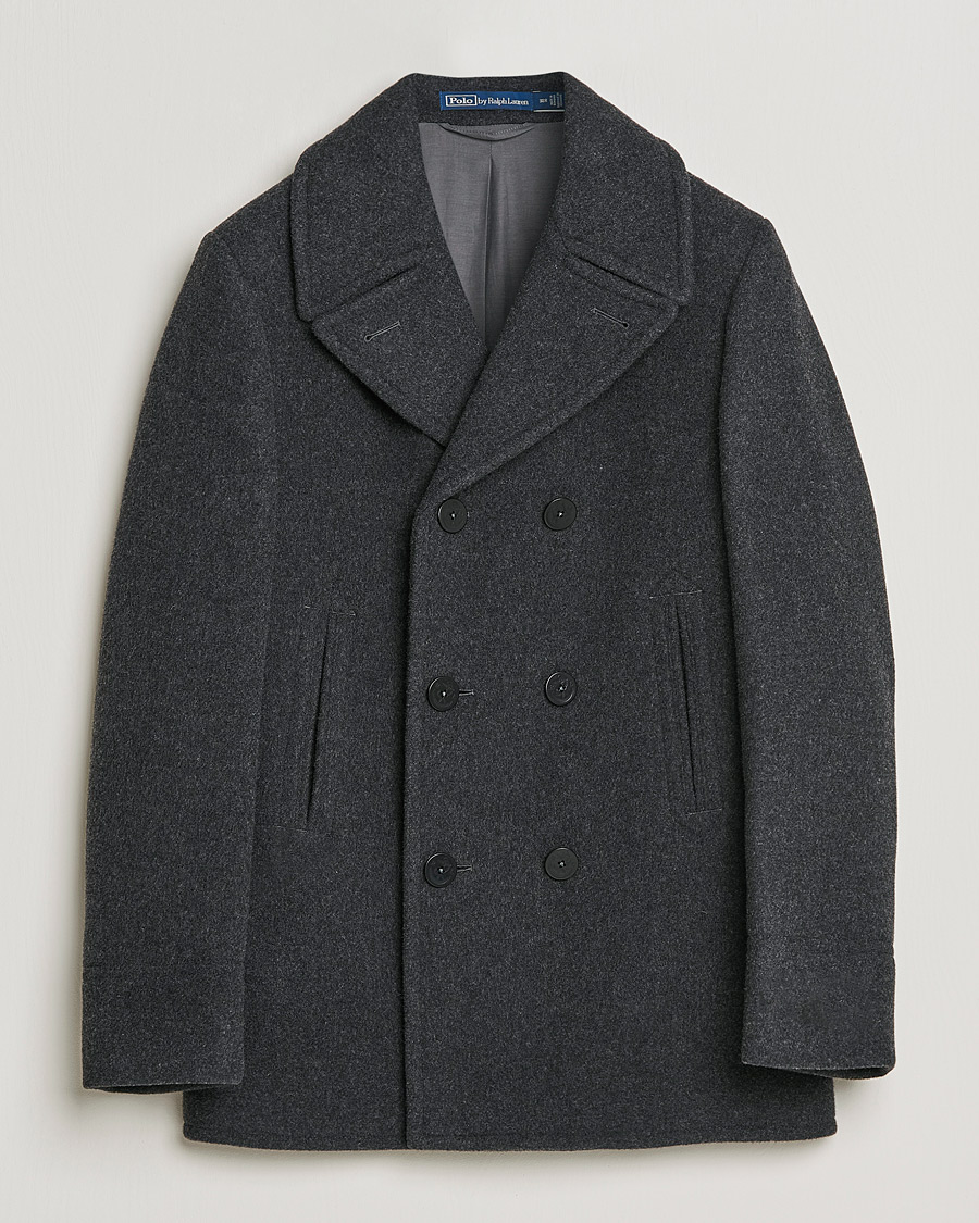 Homme | Manteaux Et Vestes | Polo Ralph Lauren | Wool Melton Peacoat Navy Charcoal
