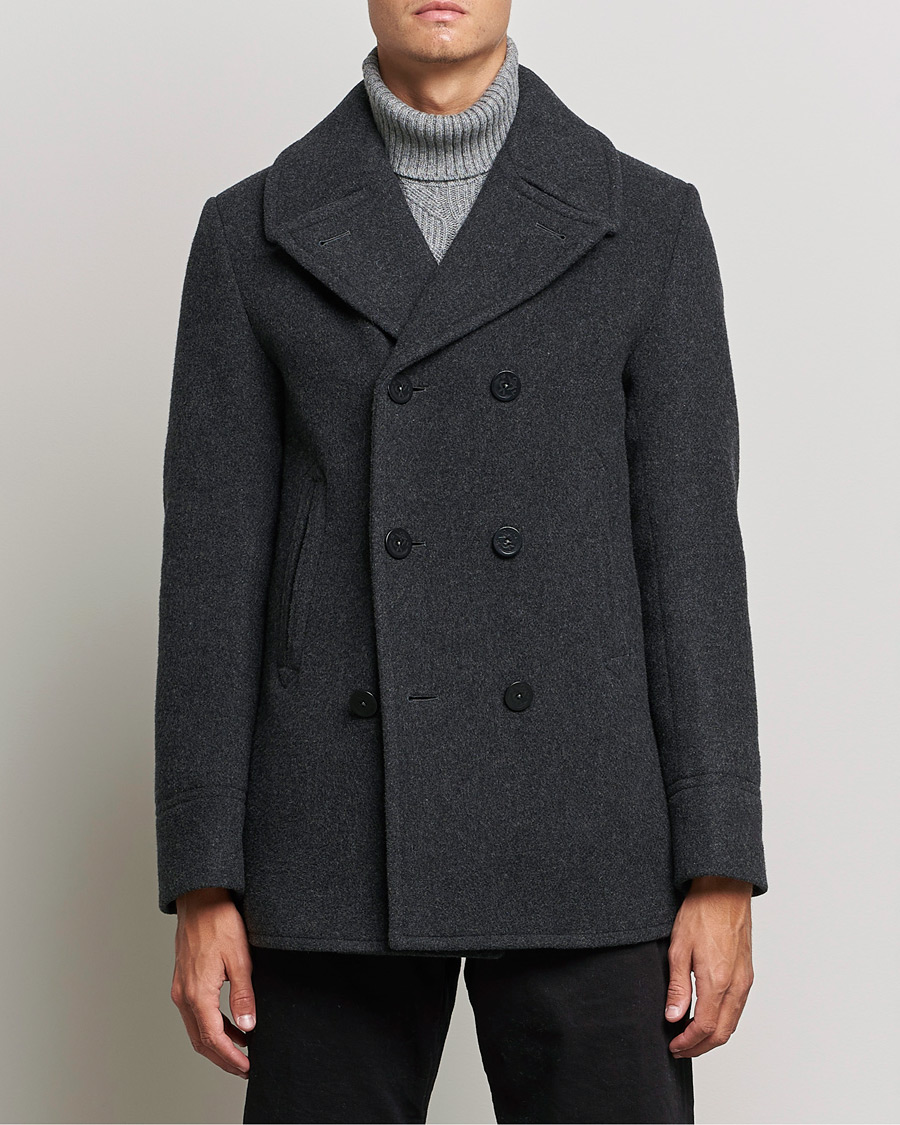 Homme | Manteaux Et Vestes | Polo Ralph Lauren | Wool Melton Peacoat Navy Charcoal